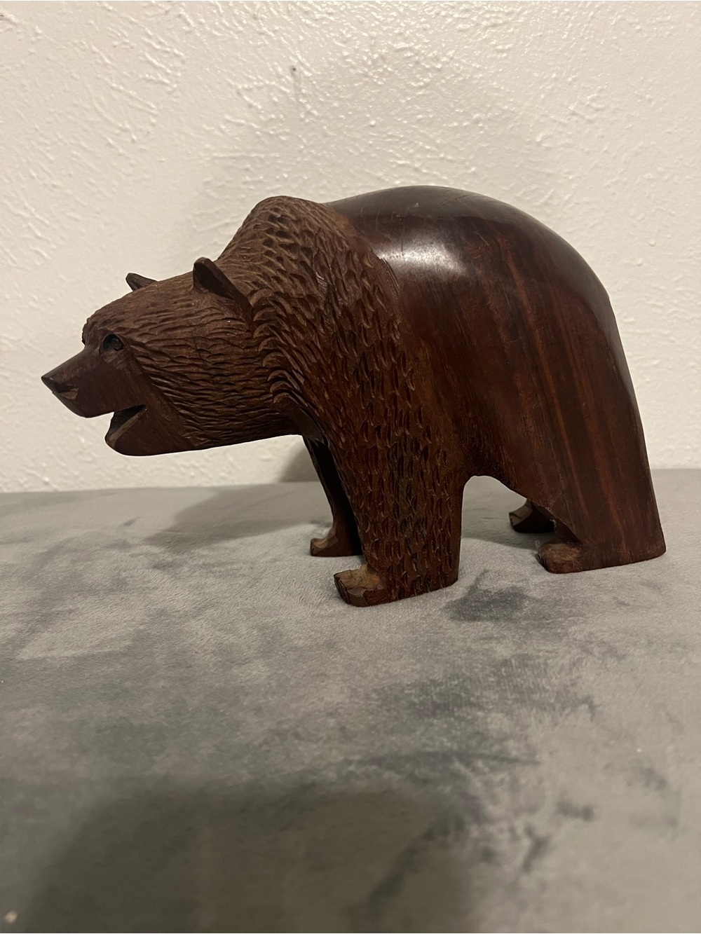Hand-Carved Wooden Bear Sculpture - Brown - Picture 3 of 8